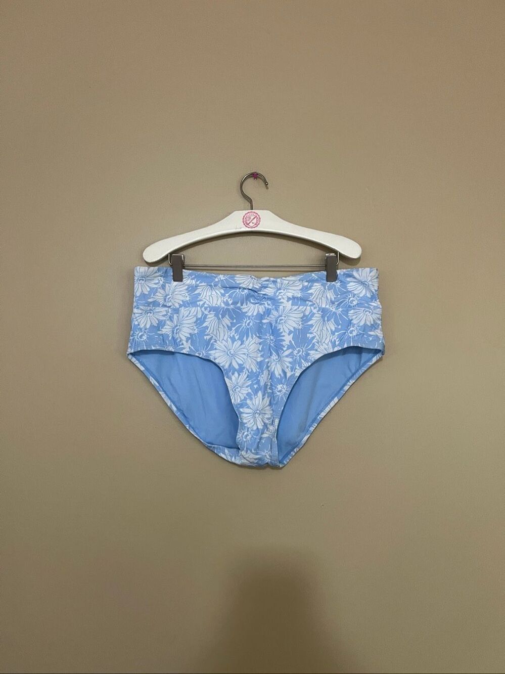 Time And Tru Blue With White Floral Patterned Swimsuit Bottom Womans Size 1X